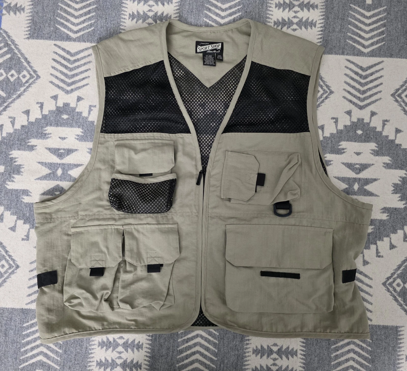 Vintage Eddie Bauer Sports Shop Fly Fishing Mesh Utility Vest XL Men's Outdoors