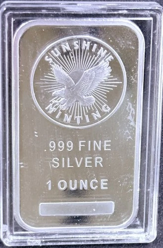 SILVER 1 OZ. AMERICAN SILVERTOWNE MINING BAR .999 BULLION -