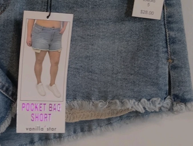 Vanilla Star Jean Shorts Junior Sz 5 Waist 27 Denim Light Wash Pocket Bag Shorts - Image 2 of 4