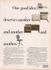 IBM Personal Computer Furniture 1984 Vintage Print Ad Walnut Desk Chair