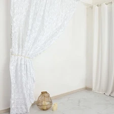 8 ft x 8 ft WHITE Satin Rosette Backdrop CURTAIN Photo Booth Decorations Party