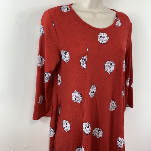 SOL RHR Bulldog Pattern Damen rotes Kleid Größe S Made in USA - Bild 5 von 12