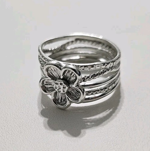 Ross-Simons Sterling Silver Multi-Row Flower Ring… - image 2