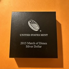 2015 P US Mint March of Dimes 90% Silver Uncirculated Dollar in OGP w/COA