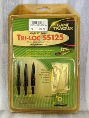 New Old Stock Game Tracker Tri-Loc SS125 3 Point Broadhead Surgical Sharp Blades