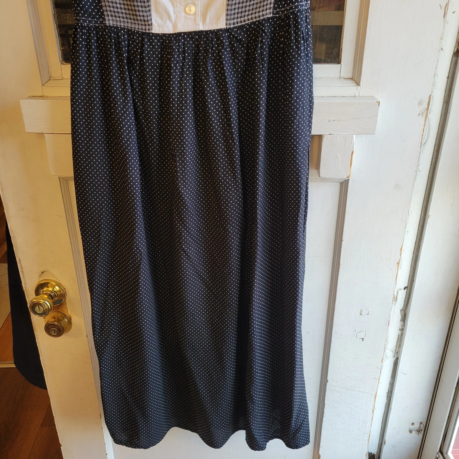 VETEMENTS Maxi abito donna Carole Miller Sport blu navy e bianco a pois taglia 4 vintage