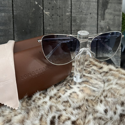 LONGCHAMP Paris Silver Aviator Sunglasses LO134S  715 58 []17 140#2 New W/ Case