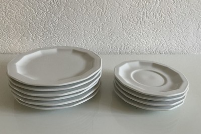 ROSENTHAL Studio Linie  Polygon  Porzellan weiß, 6 Kuchenteller & 4 Untertassen