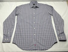 David Donahue Trim Dress Shirt Mens 16.5 36/37 Multicolor Plaid Long Sleeve