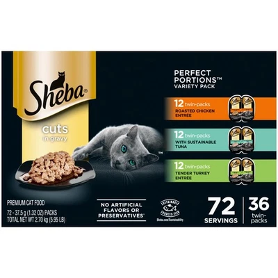 Sheba Perfect Portions Wet Cat Food Cuts in Gravy Variety Pack, Roasted Chick...