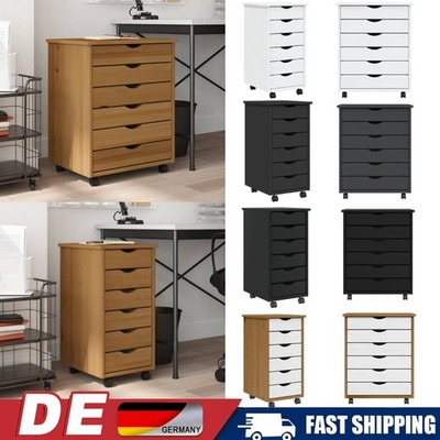 Rollschrank Schubladen MOSS Rollcontainer Aktenschrank Massivholz Kiefer vidaXL