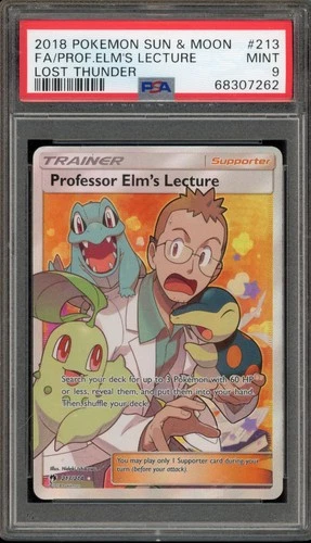 Pokemon Professor Elm's Lecture Lost Thunder Full Art #213 PSA 9 Mint
