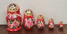 Genuine Russian Matpewka Nesting Dolls Set of 5 Purchased in Russia 6"-2"