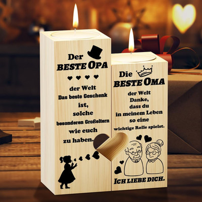 Muttertagsgeschenk Oma Vatertagsgeschenk Opa Kerzenständer, Herzförmiger Kerzenh
