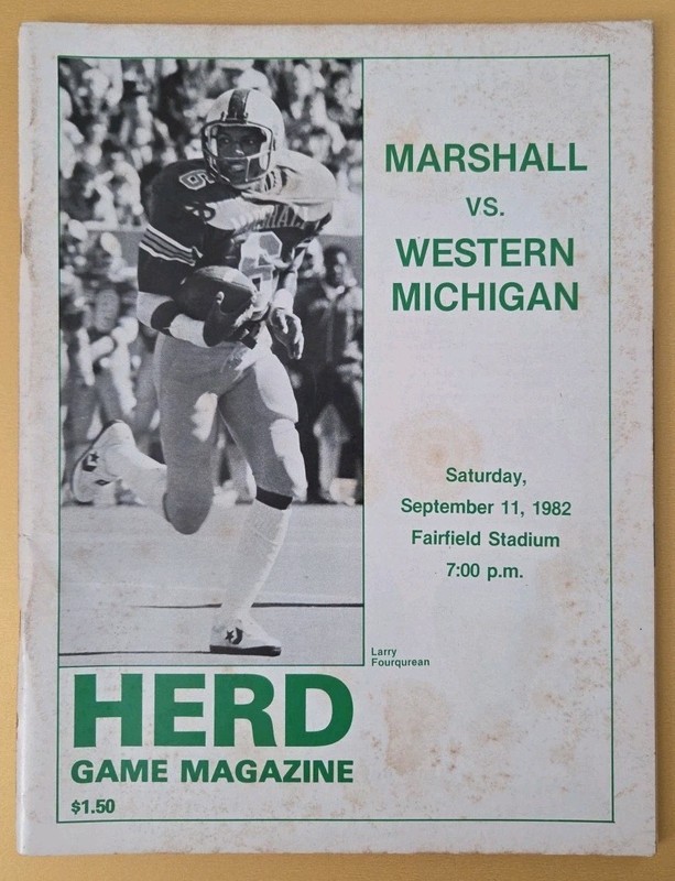 Marshall Western Michigan Broncos Football Program 9/11 1982 Larry Fourqurean #6
