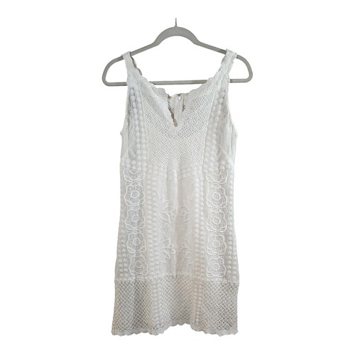 Yoana Baraschi Embroidered Sleeveless White Dress Bohemian Bridal Women's S