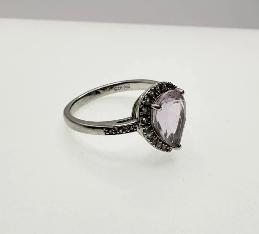 Anillo de amatista púrpura vintage en plata de ley 925 talla 7 Foto 3 de 4