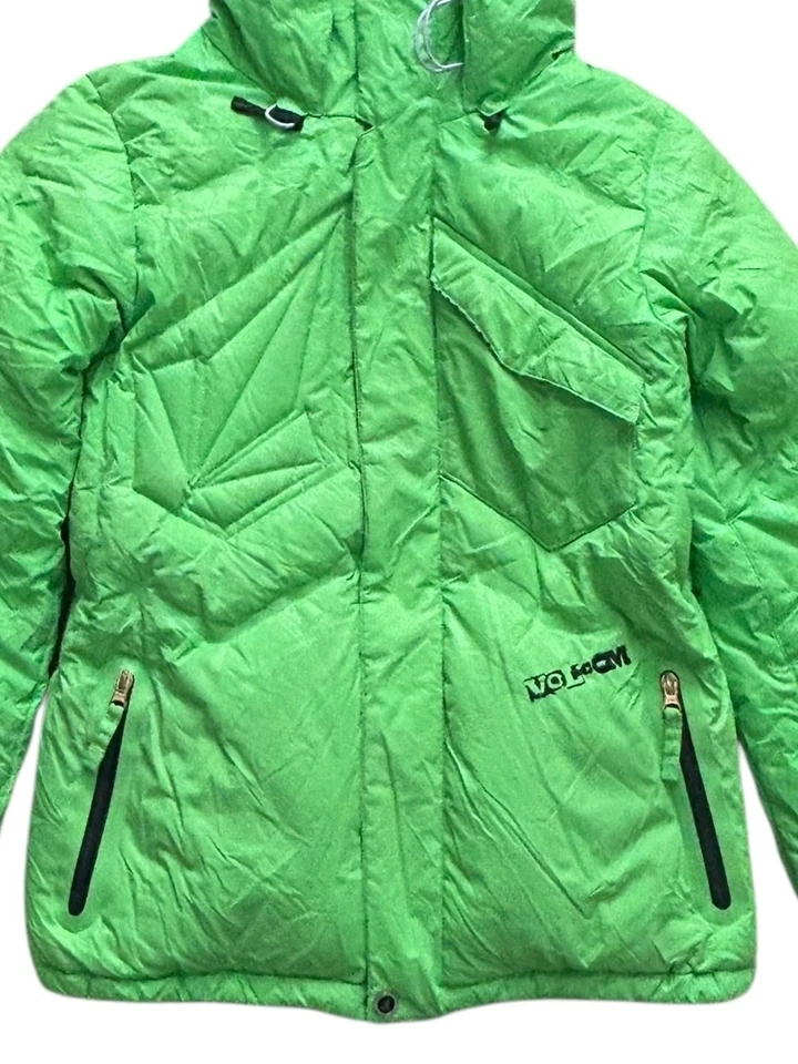 Volcom Thermonite Verified Down Jacket Small Green Insulated Snowboard Ski Coat - Image 3 of 4