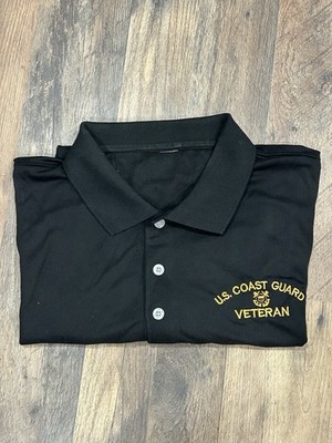 US Coast Guard Veteran Polo Shirt Black Men s XL Pre Owned Good Condition