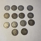 A LOT OF 14 RANDOMLY PICKED 90% SILVER BARBER DIMES,