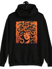 Men'S Women'S Black Medusa Greek Mythology Hoodie - Bold Snake Hair Gorgon F