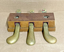 Vintage Solid Brass Piano Toe Foot Pedals With Pedal Wood Box Base Organ Heavy