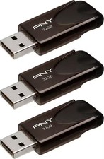 PNY - 32GB Attach 4 Type A USB 2.0 Flash Drive 3-Pack - Black