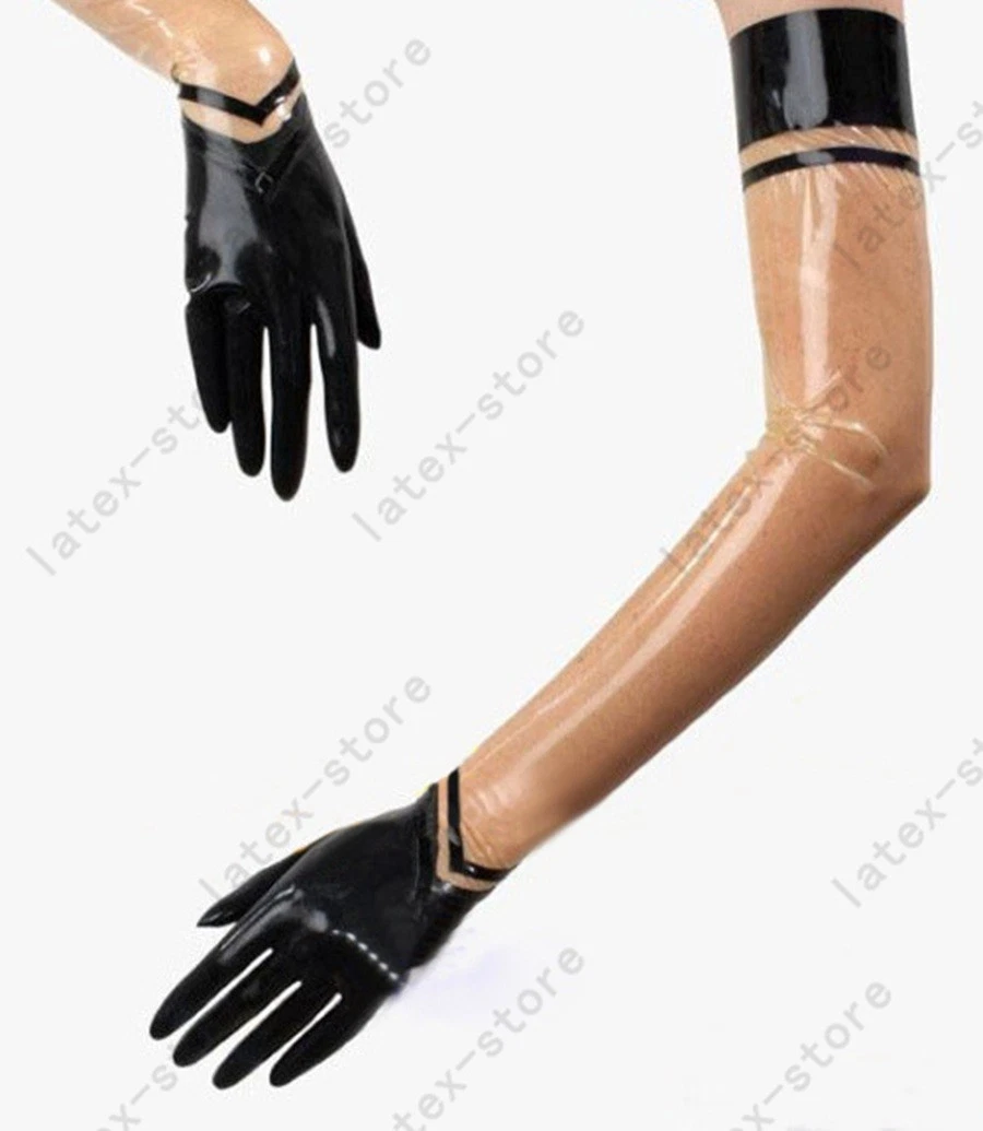 Latex Rubber Gummi strips opera long Gloves mittens sexy customized 0.4mm #094