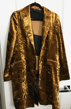 Etro Milano Crushed Velvet Gold Coat Size 46 - Italy