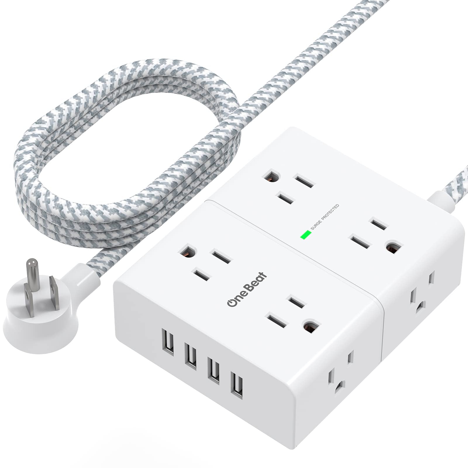 Extension Cord 6 Ft, Surge Protector Power Strip - 8 Widely Outlets 4 USB Por...-image