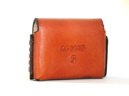 44 spl / 44 mag Ammo holder , brown leather, for 5 x 44 rounds, pocket carry - Picture 8 of 11