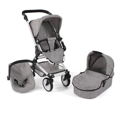 Bayer Chic 2000 Kombipuppenwagen Fides 3 in 1 Melange grau TOP