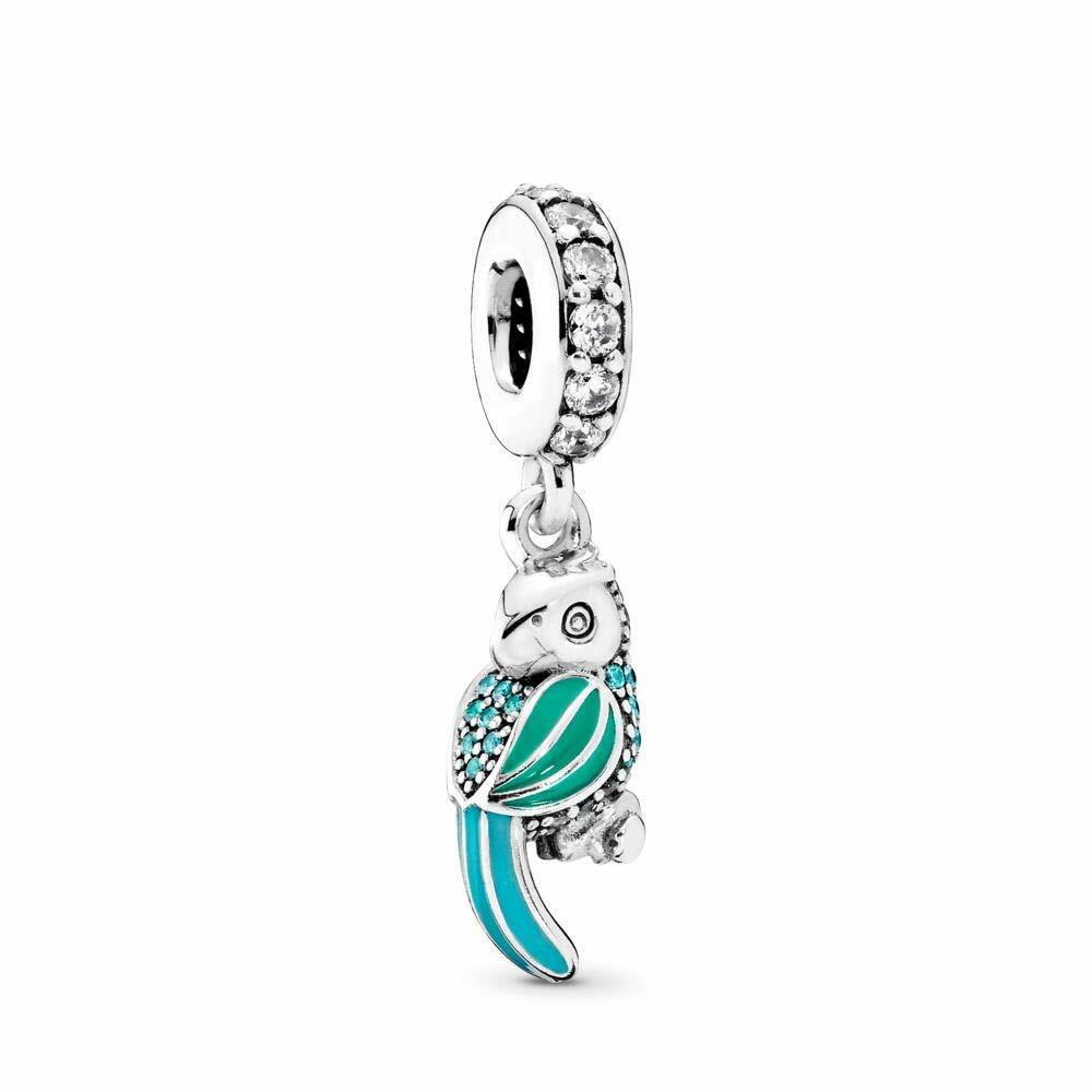 PANDORA メッシュバッグ ＆ 扇子 PANDORA Tropical Parrot Dangle Charm Sterling Silver Clear