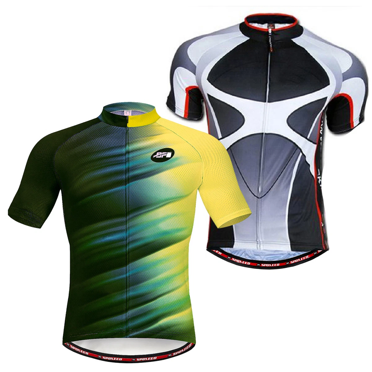 SPONEED Cycling Jersey Men Bike Shirt Short Sleeve Breathable