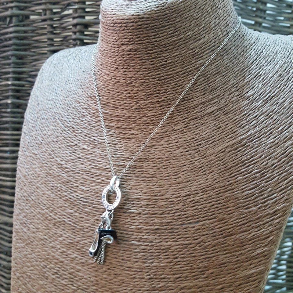 Collar Thomas Sabo Plata de Ley 925, Colgante Dijes Esmalte Negro, TS 925 Foto 2 de 4