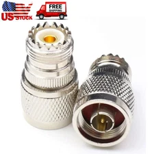 2Pcs N-Type Male Plug to SO-239 UHF Female Jack RF Adapter Barrel Connectors