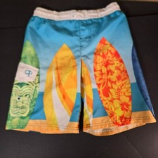 OP Boys Blue Surfboard Print Swim Trunks With Elastic Waist  Pocket