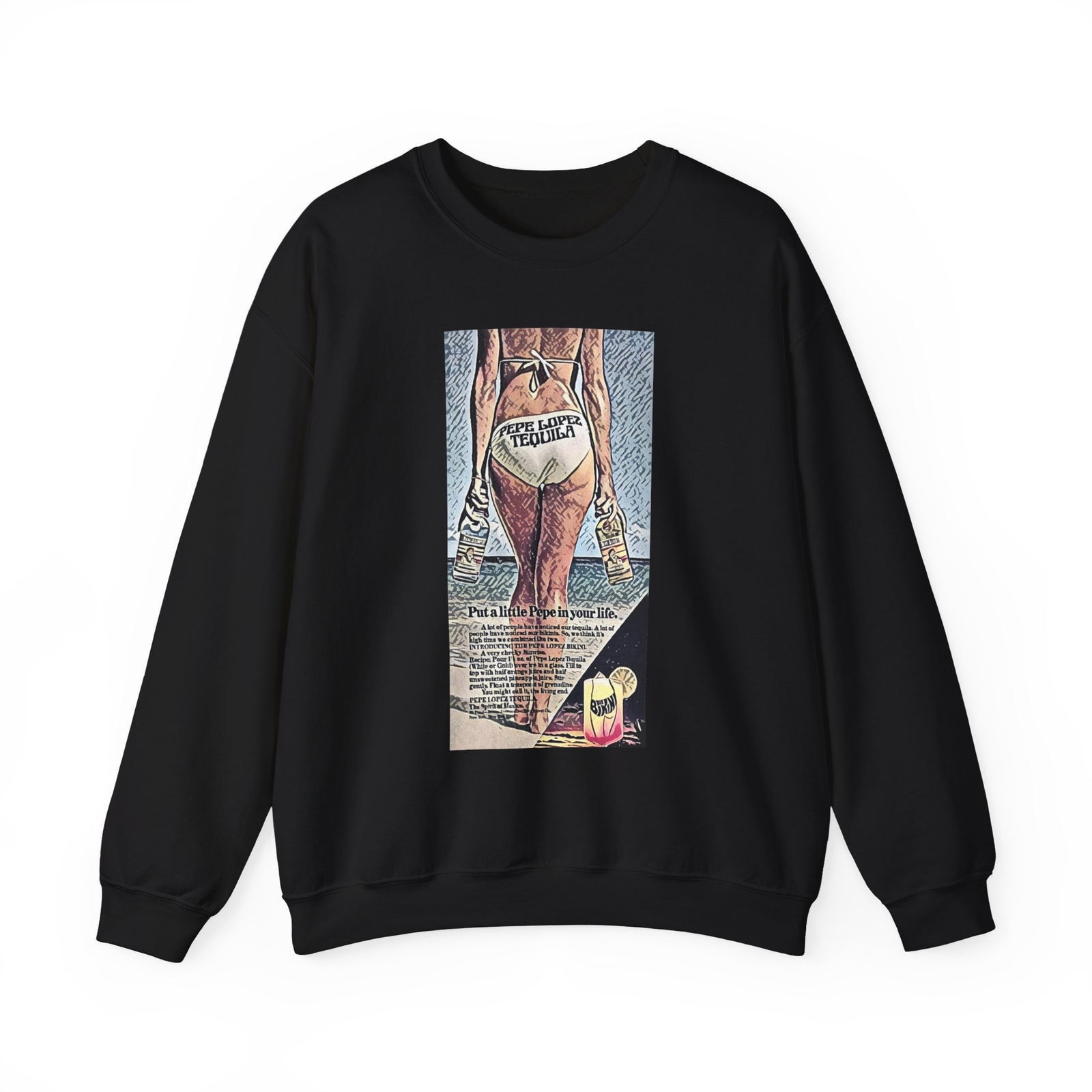 Pepe Lopez Tequila Graphic Print Art LS Unisex Heavy Blend™ Crewneck Sweatshirt