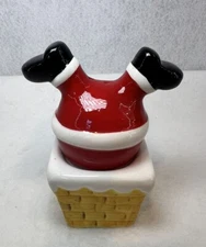 Santa Stuck In Chimney Ceramic Salt & Pepper Shaker Set Christmas holiday