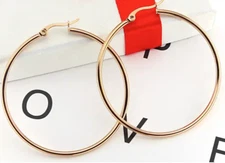 Stainless Steel Gold Rose Gold Black Silver Simple Round Hoop Earrings 10-70mm