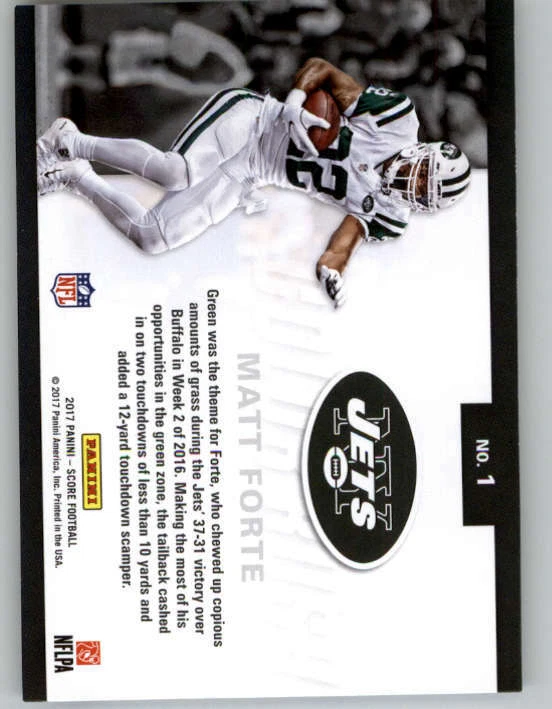 2017 Score Color Rush #1 Matt Forte (ref 149671) - Image 2 of 2