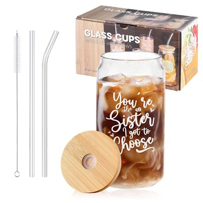 Personalisierter Schwester Freund Geschenk Smoothie & Eiskaffee Hitzebeständiges Glas