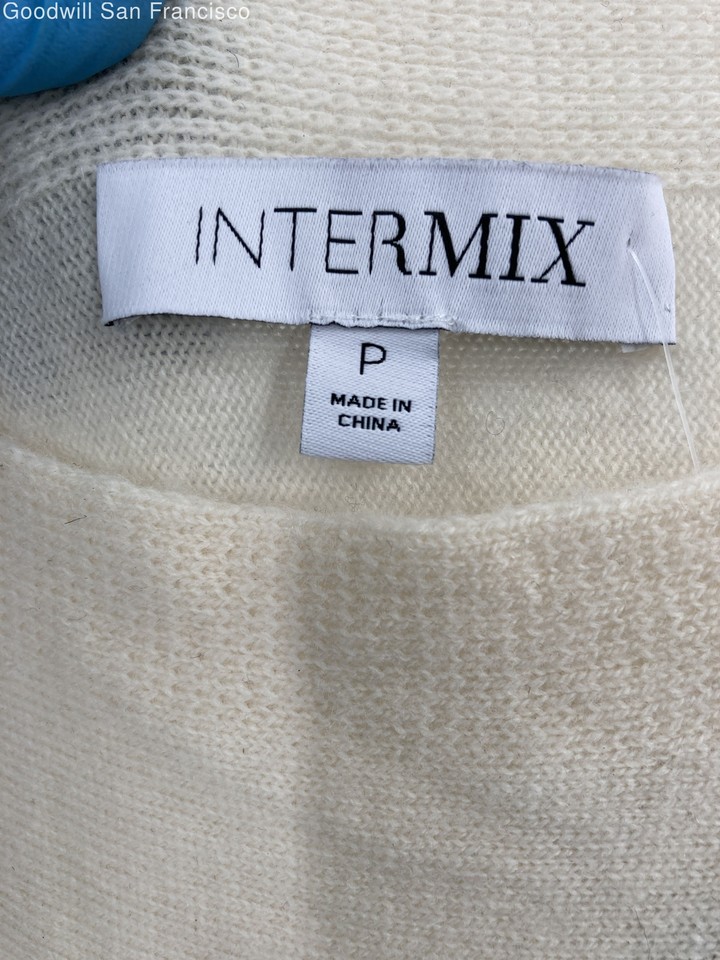 Intermix Ivory Wool Blend Round Neck 3/4 Sleeve Tapered Leg Womens