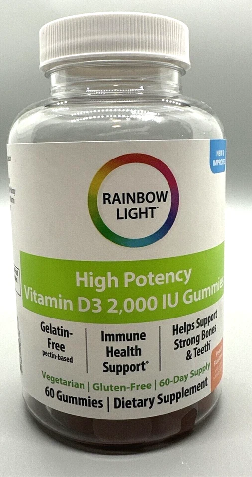 Rainbow Light Alta Potencia Vitamina D3 2.000 UI 60 Gomitas Melocotón BB:06/2026 Foto 3 de 4