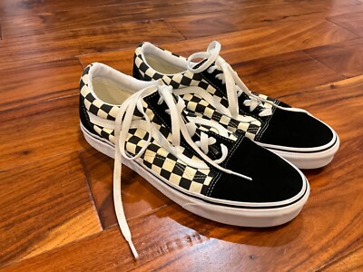 VANS SNEAKERS low top CHECKERED BLACK WHITE laces WOMENS shoes SPORT  Shoes