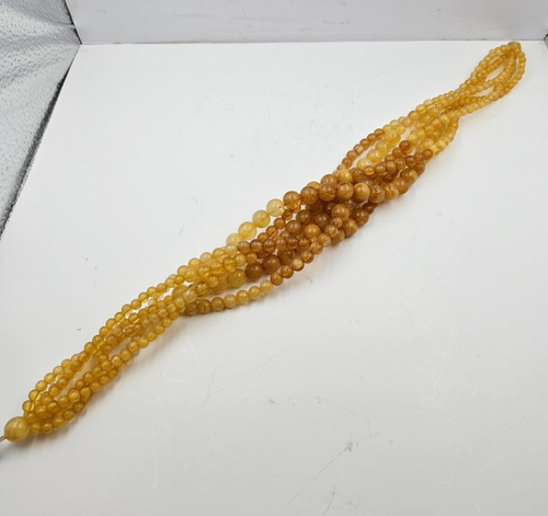 Retro Variegated Butterscotch 19 inch Beaded Six Strand Chunky Choker Necklace - Picture 14 of 14