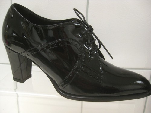 HOBBS BROGUES SHOES 4 37 black patent leather June high block heels BNIB rrp£139 - Picture 22 of 22