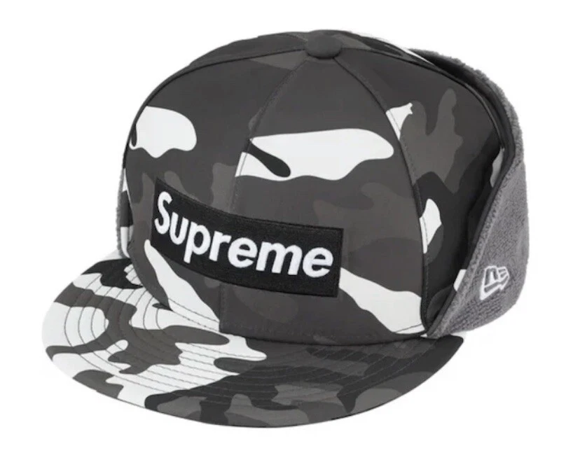 Boîte à volets d'oreille Supreme x New Era WINDSTOPPER logo casquette camp de neige taille 7 5⁄8