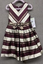 NEW BNWT Bonnie Jean Girls Burgundy Xmas Holiday Party Dress Size 4