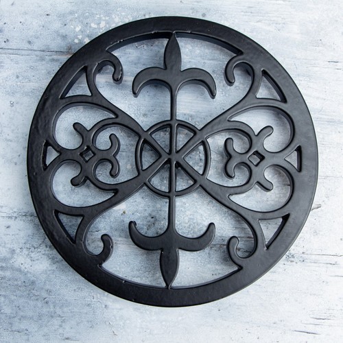 Kamin- Lüftungsgitter, Ornament für Mauer, rund|Eisen schwarz|H2,0xB19,0cm - Bild 2 von 7